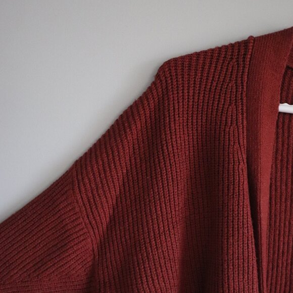 Debut Womens Sz S Red Open Front Light Knit Comfy Bell Sleeve Cardigan Sweater - Picture 3 of 10